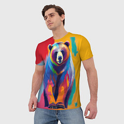 Футболка мужская Медведь красочный, цвет: 3D-принт — фото 2