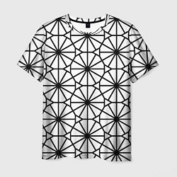 Мужская футболка Абстрактный чёрно-белый треугольно-круглый паттерн