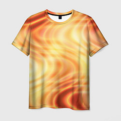 Мужская футболка Абстрактные оранжево-жёлтые солнечные волны
