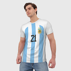 Футболка мужская Дибала форма сборной Аргентины домашняя, цвет: 3D-принт — фото 2