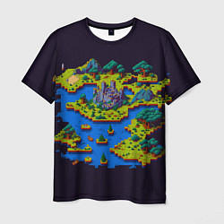 Футболка мужская Пиксельный остров и замок, цвет: 3D-принт