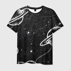 Мужская футболка Черно-белый Сатурн