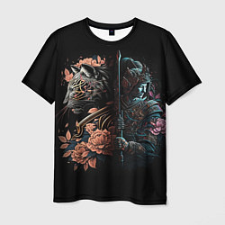 Мужская футболка Самурай и тигр