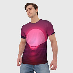 Футболка мужская Неоновый закат, цвет: 3D-принт — фото 2