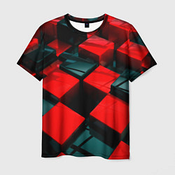 Мужская футболка Кубы геометрии красный и чёрный