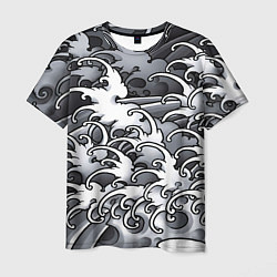 Мужская футболка Иредзуми: Черно-белые волны