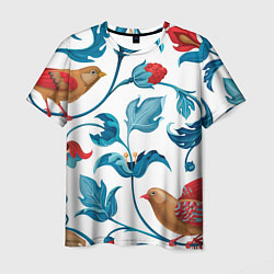 Мужская футболка Узоры и птицы
