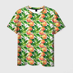 Мужская футболка Персики акварельный паттерн
