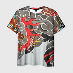 Мужская футболка Иредзуми: дракон в дыму