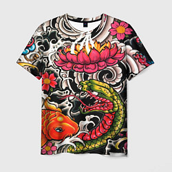 Мужская футболка Иредзуми: цветущий лотос