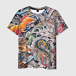 Мужская футболка Иредзуми: дракон и лис