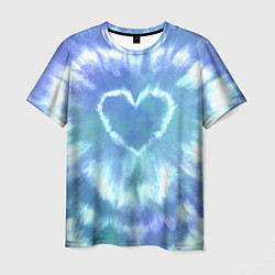 Мужская футболка Сердце - тай-дай - голубой