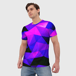 Футболка мужская Неоновые треугольники, цвет: 3D-принт — фото 2