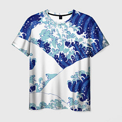 Мужская футболка Японская графика - волна - паттерн