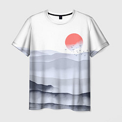Мужская футболка Японский пейзаж - восход солнца