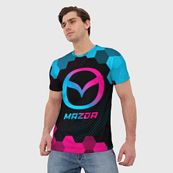Футболка мужская Mazda - neon gradient, цвет: 3D-принт — фото 2