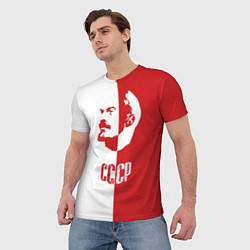 Футболка мужская Красно белый Ленин, цвет: 3D-принт — фото 2