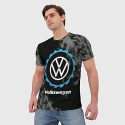 Футболка мужская Volkswagen в стиле Top Gear со следами шин на фоне, цвет: 3D-принт — фото 2