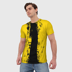 Футболка мужская Вертикальная черно-желтая полоса Cyberpunk 2077, цвет: 3D-принт — фото 2
