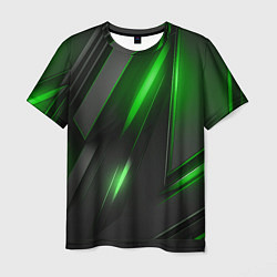 Футболка мужская Черные пластины с зеленым свечением, цвет: 3D-принт