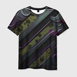Футболка мужская Фиолетовые и зеленые вставки, цвет: 3D-принт