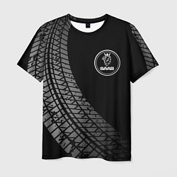 Мужская футболка Saab tire tracks