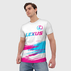 Футболка мужская Lexus neon gradient style: символ сверху, цвет: 3D-принт — фото 2