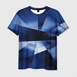 Мужская футболка Синие лучи и отражения в абстракции