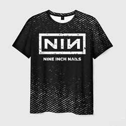 Футболка мужская Nine Inch Nails с потертостями на темном фоне, цвет: 3D-принт