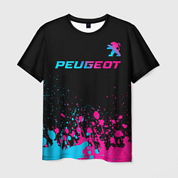 Мужская футболка Peugeot - neon gradient: символ сверху