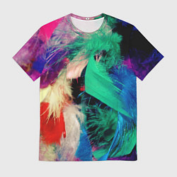 Мужская футболка Неоновые перья павлина