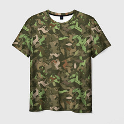 Мужская футболка Олени и дубовые листья - камуфляж