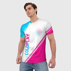 Футболка мужская Coldplay neon gradient style: надпись, символ, цвет: 3D-принт — фото 2