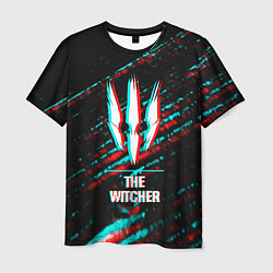 Футболка мужская The Witcher в стиле glitch и баги графики на темно, цвет: 3D-принт