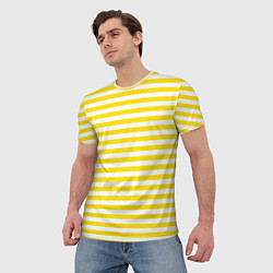 Футболка мужская Светло-желтые полосы, цвет: 3D-принт — фото 2