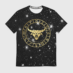 Мужская футболка Телец золотой на звездном небе