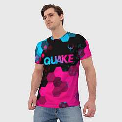 Футболка мужская Quake - neon gradient: символ сверху, цвет: 3D-принт — фото 2