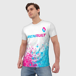 Футболка мужская Renault neon gradient style: символ сверху, цвет: 3D-принт — фото 2