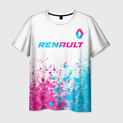 Мужская футболка Renault neon gradient style: символ сверху