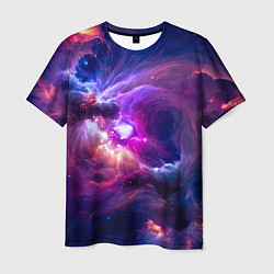 Мужская футболка Небула в космосе в фиолетовых тонах - нейронная се