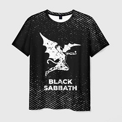 Мужская футболка Black Sabbath с потертостями на темном фоне