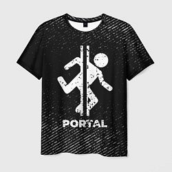 Футболка мужская Portal с потертостями на темном фоне, цвет: 3D-принт