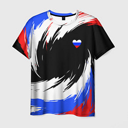 Мужская футболка Сердечко Россия - мазки кисти