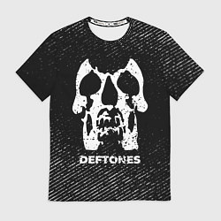 Мужская футболка Deftones с потертостями на темном фоне