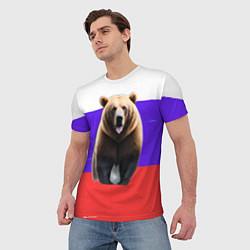 Футболка мужская Медведь на флаге, цвет: 3D-принт — фото 2