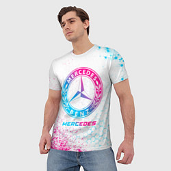 Футболка мужская Mercedes neon gradient style, цвет: 3D-принт — фото 2