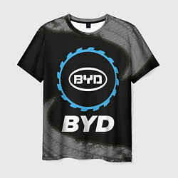 Футболка мужская BYD в стиле Top Gear со следами шин на фоне, цвет: 3D-принт
