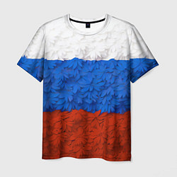 Футболка мужская Флаг Российской Федерации из цветов, цвет: 3D-принт