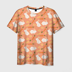 Мужская футболка Зайцы с морковью паттерн