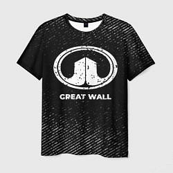 Мужская футболка Great Wall с потертостями на темном фоне